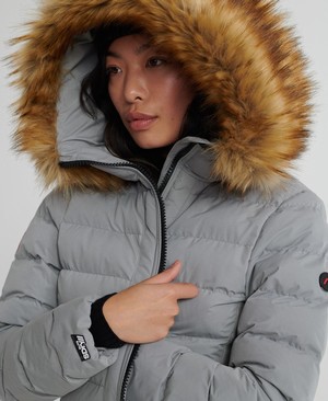 Superdry Arctic Long Puffer Női Kabát Szürke | YGNFV7365